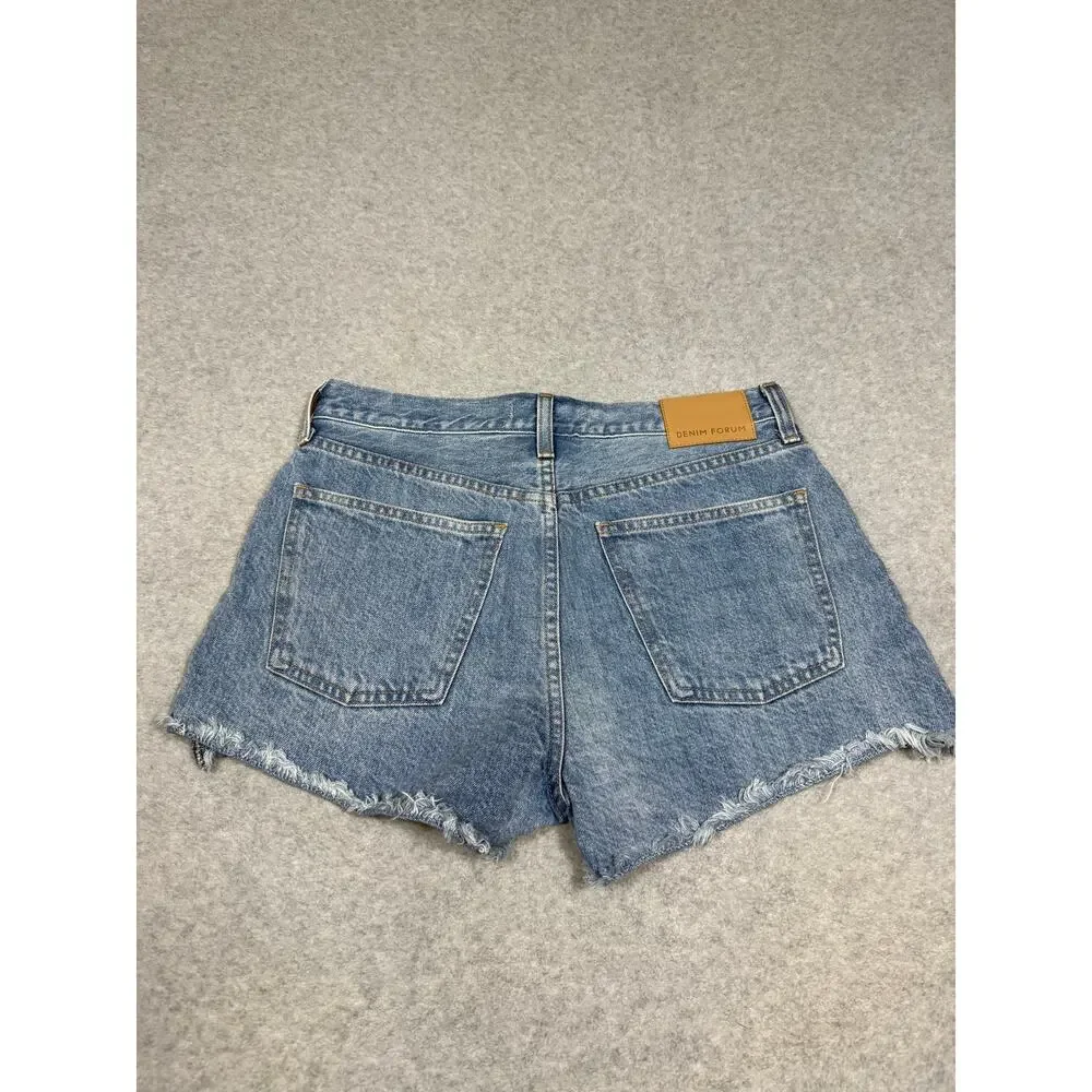 Denim Forum Womens Size 26 The Ex Bf High Rise Denim Shorts